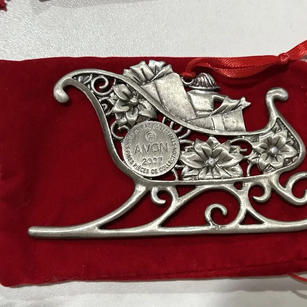 Vintage AVON Metal Pewter Christmas Ornaments 2006 2007 2008 lot of 3~4